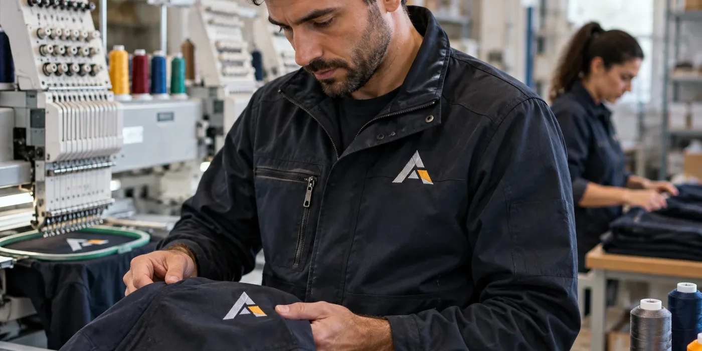 Abbigliamento uomo per lavoro ricamato bene, senza sorprese