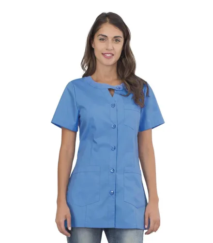 Casacca Alpha donna manica corta — Casacca Alpha donna manica corta Siggi, personalizzabile con ricamo. Settori: Negozi Commercio Servizi, Sala e Bar.