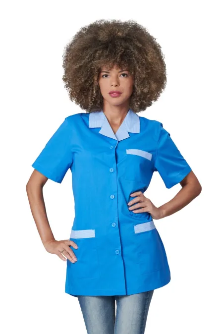 Casacca Anna donna manica corta — Casacca Anna donna manica corta Siggi, personalizzabile con ricamo. Settori: Negozi Commercio Servizi, Sala e Bar.