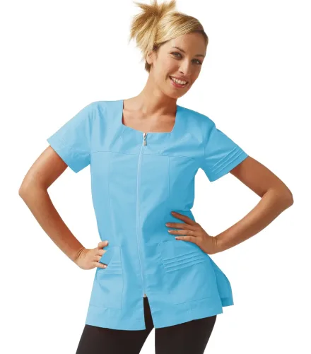 Casacca Valeria donna manica corta — Casacca Valeria donna manica corta Siggi, personalizzabile con ricamo. Settori: Centri estetici, Negozi Commercio Servizi, Sala e Bar.