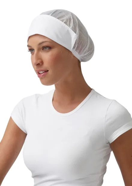 Cuffia Alice donna con rete — Cuffia Alice donna con rete Siggi, personalizzabile con ricamo. Settori: Chef e Cucina, Hotel e Reception, Industria alimentare, Sala e Bar.