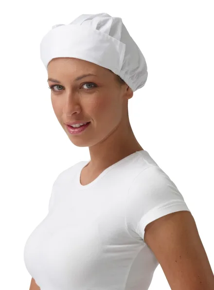 Cuffia Helen donna senza rete — Cuffia Helen donna senza rete Siggi, personalizzabile con ricamo. Settori: Chef e Cucina, Hotel e Reception, Industria alimentare, Sala e Bar.