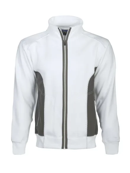 Felpa cardigan ProJob 2121 — Felpa full zip con interno in micropile. Tasche sui fianchi. Cerniere in contrasto colore. Polsini e vita a costina elasticizzata. Inserti in softshell.