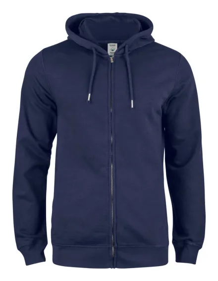 Felpa con cappuccio e zip Premium OC in cotone organico — Felpa full-zip in Cotone Organico con cappuccio. Tessuto non garzato stabilizzato. Costine 1/1 elasticizzate. Cuciture ribattute. Parasudore in twill con loop. Tasche laterali con zip. Asole per auricolari. Cerniere YKK metalliche.