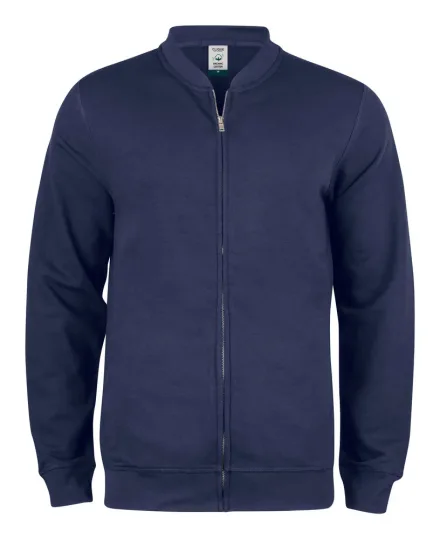 Felpa con zip Premium OC in cotone organico — Felpa cardigan in Cotone Organico. Colletto college. Tessuto non garzato stabilizzato. Costine 1/1 elasticizzate. Cuciture ribattute. Parasudore in twill con loop. Tasche laterali con zip. Asole per auricolari. Cerniere YKK metalliche.