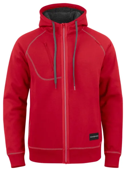 Felpa full zip cappuccio ProJob 2130 — Felpa cappuccio full zip con interno in pelliccia di pile. Tasche ai fianchi e sul petto. Polsini e vita a costina elasticizzata.