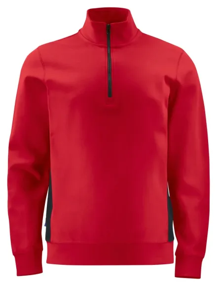 Felpa mezza zip ProJob 2128 — Felpa mezza zip. Tessuto interno accoppiato. Vita e polsini a costina 1x1. Colore nero-9910 con inserti fluorescenti.