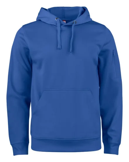Felpa tecnica con cappuccio Basic — Felpa tecnica con cappuccio. Tintura ecologica Spun-Dyed. Tessuto elasticizzato non garzato ultra resistente ai lavaggi. Parasudore in twill con loop. Taschino con zip sulla manica. Tascone a marsupio con asole per auricolari.