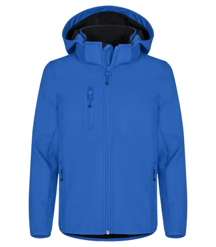 Giacca softshell Classic bambino — Giacca softshell bambino/ragazzo in poliestere riciclato. Cappuccio removibile. Tessuto triplo strato elasticizzato, idrorepellente e antivento. Tre tasche esterne con zip. Due tasconi interni. Polsini e fondovita elasticizzati.