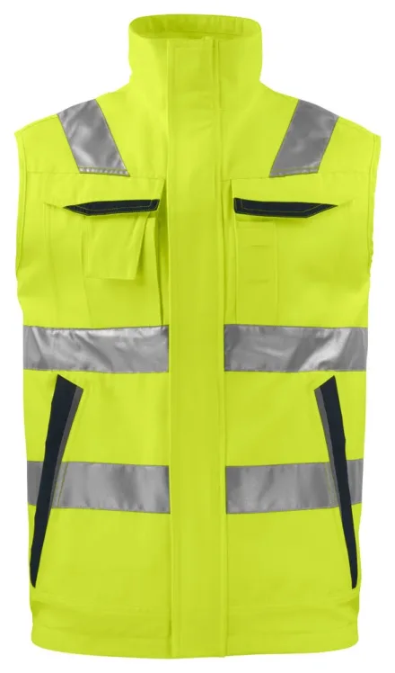 Gilet alta visibilità EN ISO 20471 classe 2 ProJob 6711 — Gilet foderato multitasche alta visibilità. Zip coperta. Vita regolabile.