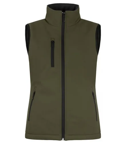 Gilet softshell imbottito donna — Smanicato softshell imbottito. Tessuto esterno laminato a tre strati morbido ed elasticizzato. Tre tasche esterne con zip. Taschino interno con chiusura in velcro. Fodera con zip nascosta per agevolare stampe e ricami.