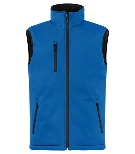 Gilet softshell imbottito — Softshell smanicato imbottito. Tessuto esterno laminato a tre strati morbido ed elasticizzato. Tre tasche esterne con zip. Taschino interno. Fodera con zip nascosta per agevolare stampe e ricami.
