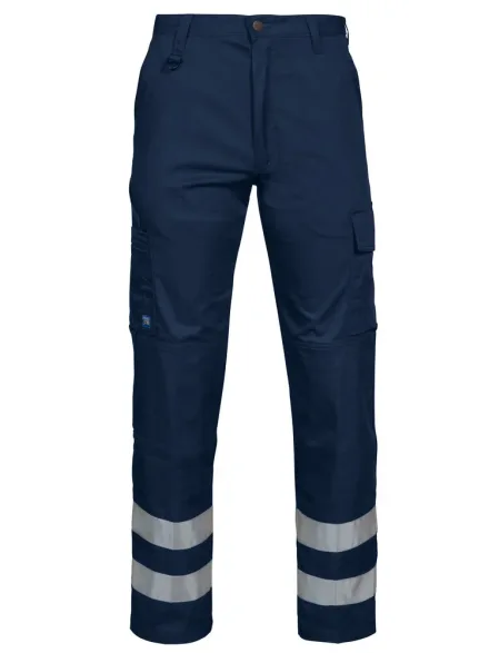 Pantaloni reflective multitasche ProJob 2517 — Pantaloni con tasche e scomparti porta attrezzi. Porta ginocchiere. Bande rifrangenti.