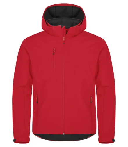 Softshell con cappuccio Classic — Giacca softshell in poliestere riciclato. Cappuccio removibile. Tessuto triplo strato elasticizzato, idrorepellente e antivento. Tre tasche esterne con zip. Due tasconi interni. Polsini regolabili con velcro. Fondovita elasticizzato.