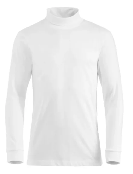 T-shirt Elgin — Maglia uomo dolcevita. Tessuto jersey pettinato. Collo e polsini elasticizzati. Cuciture laterali. Vestibilità slim-fit.